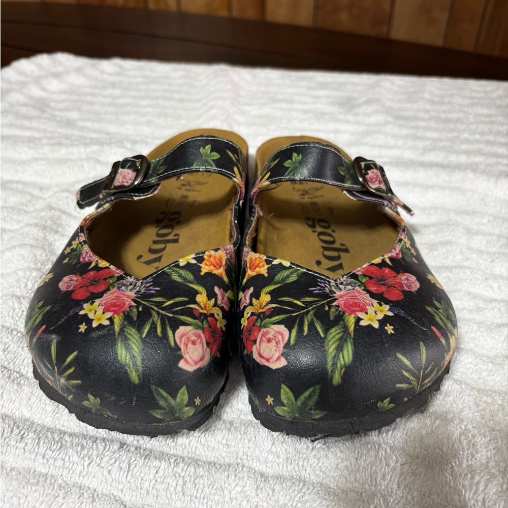 Floral Black Mules by goby